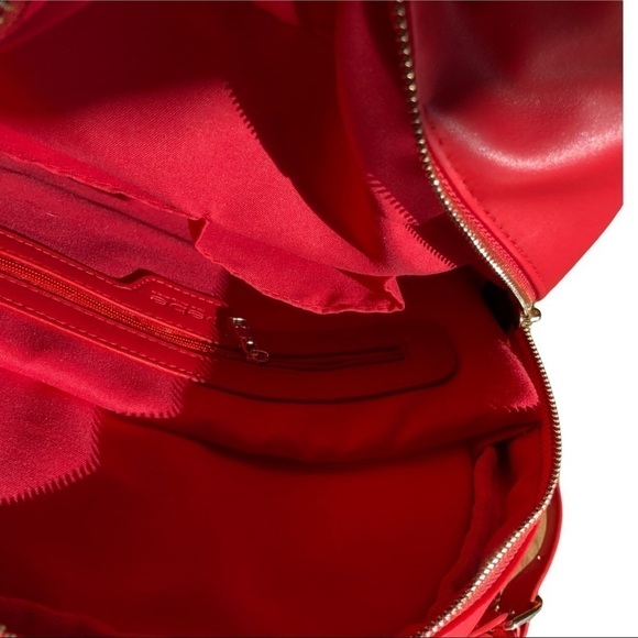 NWT BEBE Y2K Red Vegan Faux Leather Monogram Logo Mini Backpack Purse - Picture 2 of 3